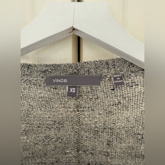 Vince Linen V-Neck Sweater Gray Heather Long Line Tunic Size XS - Picture 5 of 8